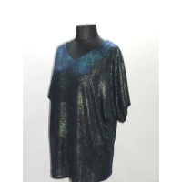 Wieczorowa tunika Oversize z błyszcząca nitką - czarny z zielonym